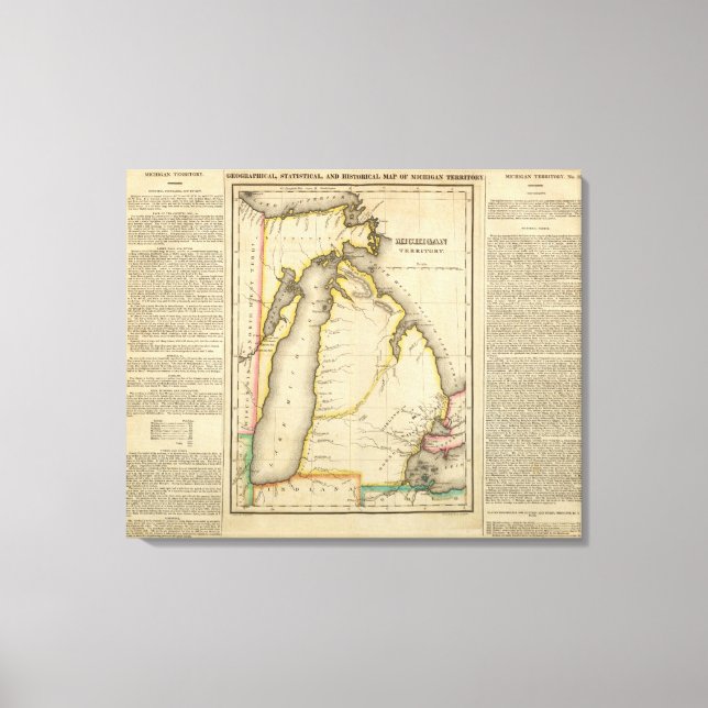 Lienzo Mapa De Michigan (Anverso)