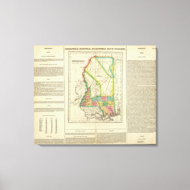 Lienzo Mapa De Misisipi (Anverso)