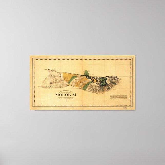 Lienzo Mapa de Molokai, Isla de Hawái (1897) (Anverso)