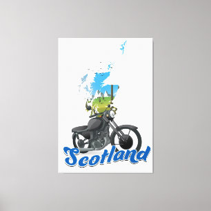 Lienzo mapa de motocicleta de Escocia viajero poser
