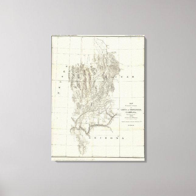 Lienzo Mapa de Nevada, Utah y Arizona (Anverso)