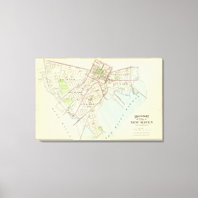 Lienzo Mapa de New Haven (Anverso)
