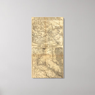 Lienzo Mapa de New Orleans y del país circundante