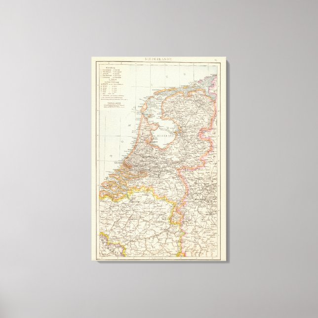 Lienzo Mapa de Niederlande - Países Bajos (Anverso)