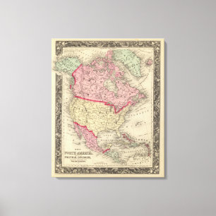 Lienzo Mapa de Norteamérica