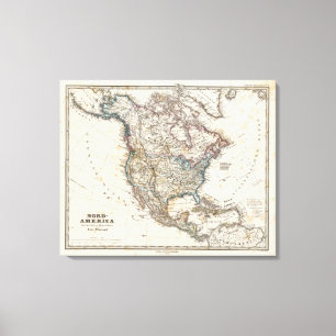 Lienzo Mapa de Norteamérica por Stieler
