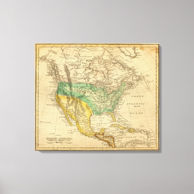 Lienzo Mapa de Norteamérica por Worcester (Anverso)