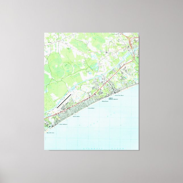 Lienzo Mapa de North Myrtle Beach South Carolina (1990) (Anverso)