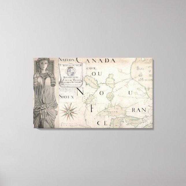 Lienzo Mapa de Nouvelle-France 1699 (Anverso)