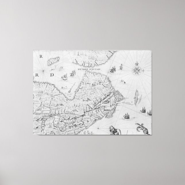 Lienzo Mapa de Nueva Francia o Canadá (Anverso)