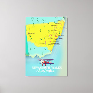 Lienzo Mapa de Nueva Gales del Sur de Australia