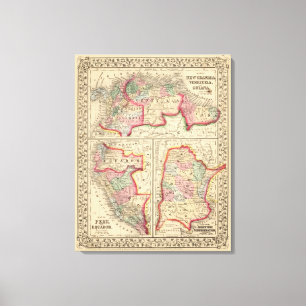 Lienzo Mapa de nueva Granada, Venezuela, Guayana de