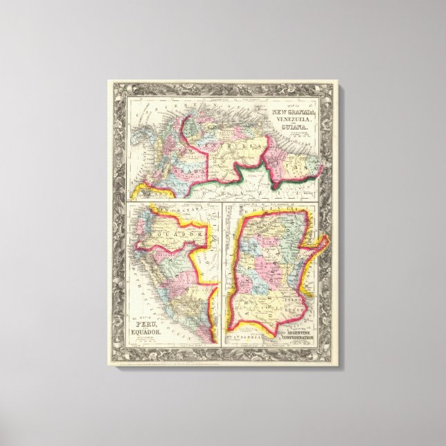 Lienzo Mapa De Nueva Granada, Venezuela Y Guyana (Anverso)