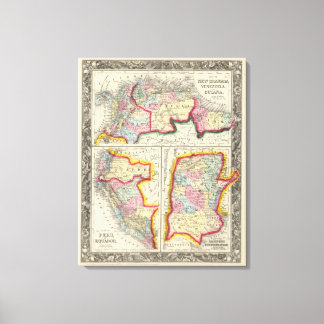 Lienzo Mapa De Nueva Granada, Venezuela Y Guyana