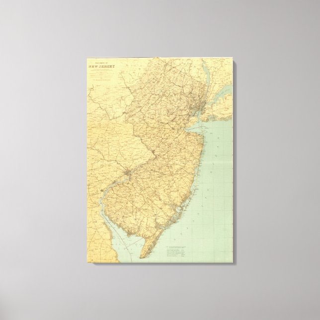 Lienzo Mapa de Nueva Jersey (Anverso)