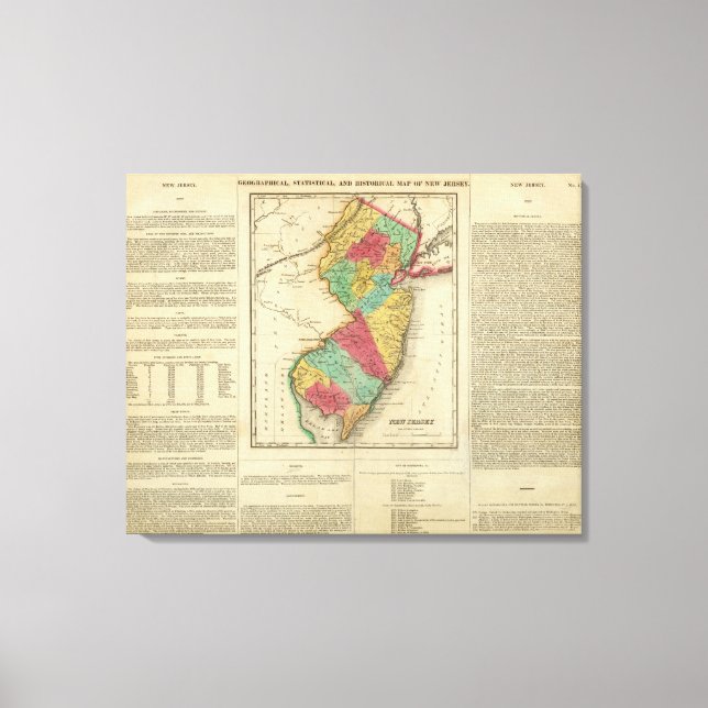 Lienzo Mapa De Nueva Jersey (Anverso)