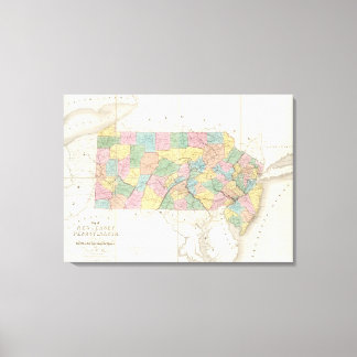 Lienzo Mapa de Nueva Jersey y Pensilvania