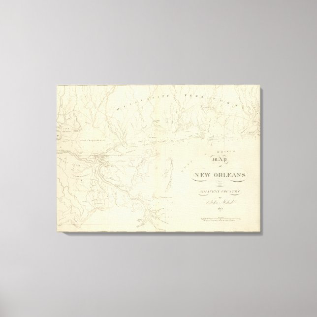 Lienzo Mapa de Nueva Orleans (Anverso)