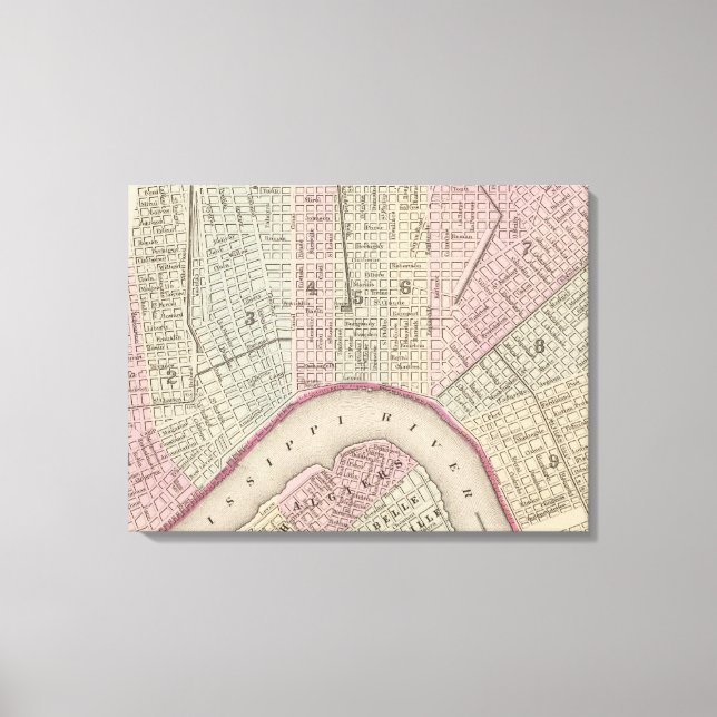 Lienzo Mapa de Nueva Orleans (1880) (Anverso)