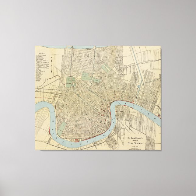 Lienzo Mapa de Nueva Orleans (1919) (Anverso)