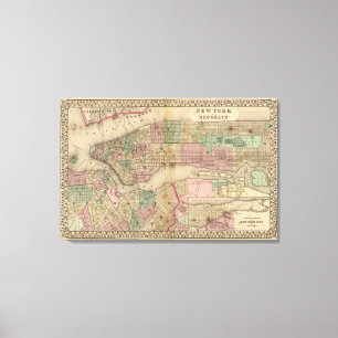 Lienzo Mapa de Nueva York, Brooklyn de Mitchell