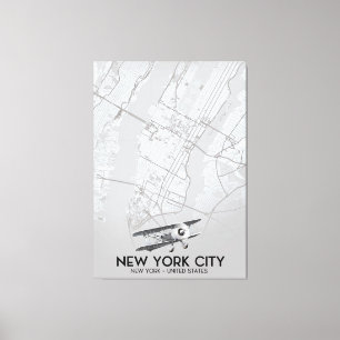 Lienzo Mapa de Nueva York con estilo vintage