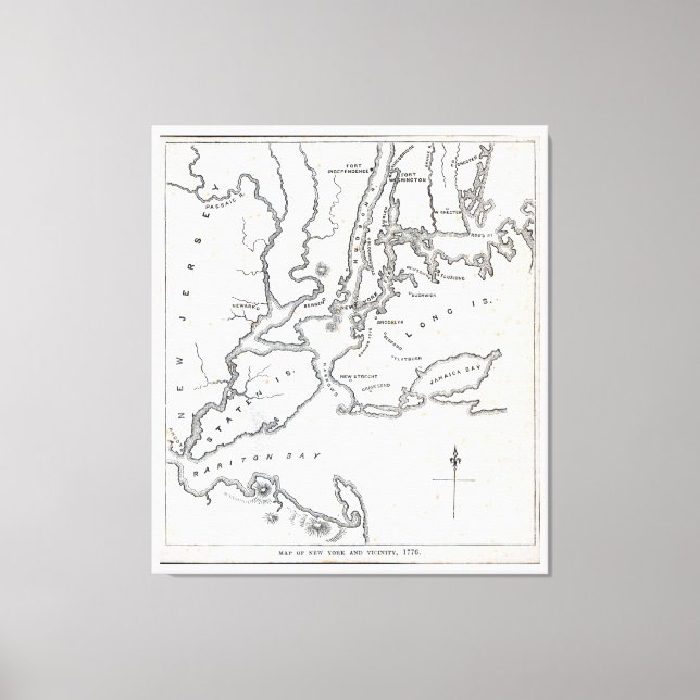 Lienzo Mapa de Nueva York y sus alrededores (Anverso)