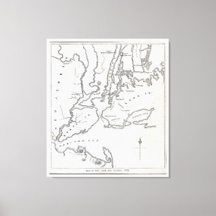 Lienzo Mapa de Nueva York y sus alrededores