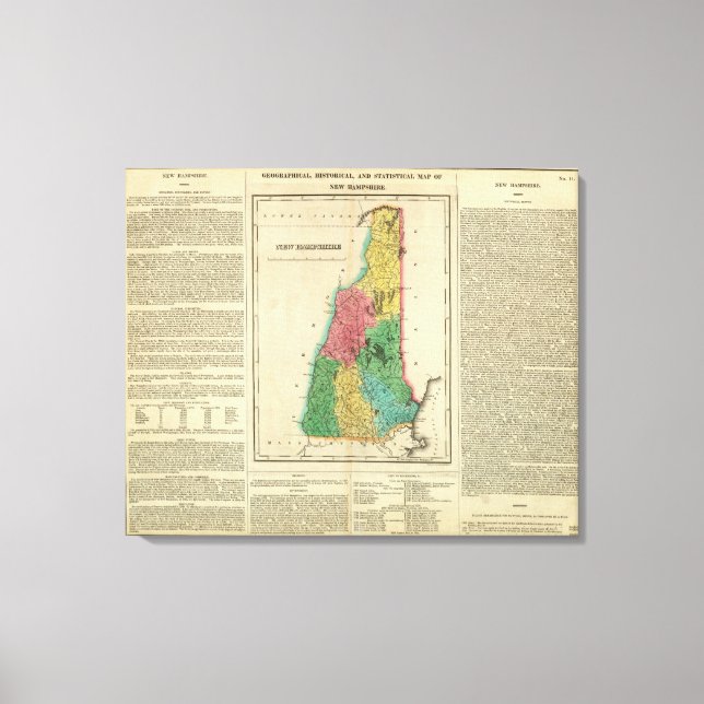 Lienzo Mapa De Nuevo Hampshire (Anverso)
