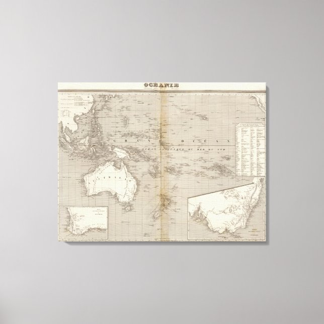 Lienzo Mapa de Oceanía sin color (Anverso)