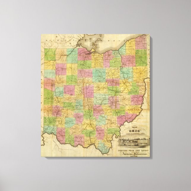 Lienzo Mapa de Ohio (Anverso)