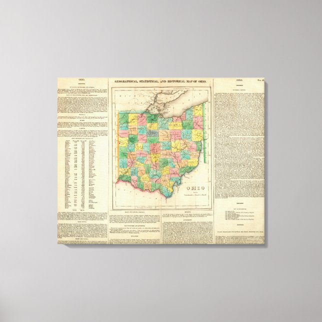 Lienzo Mapa De Ohio (Anverso)