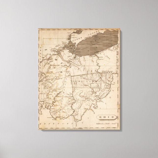 Lienzo Mapa de Ohio por Arrowsmith (Anverso)