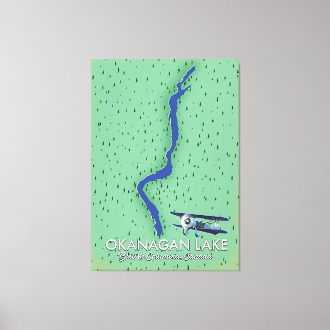 Lienzo Mapa de Okanagan Lake British Columbia Canada (Anverso)