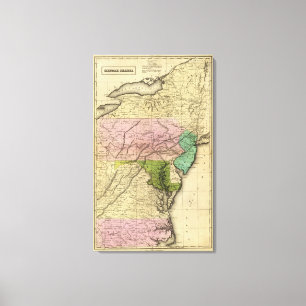 Lienzo Mapa de Olney de los estados del centro