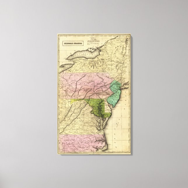 Lienzo Mapa de Olney para Estados del Medio Oriente (Anverso)