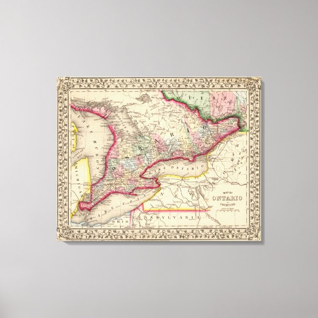 Lienzo Mapa de Ontario de Mitchell (Anverso)