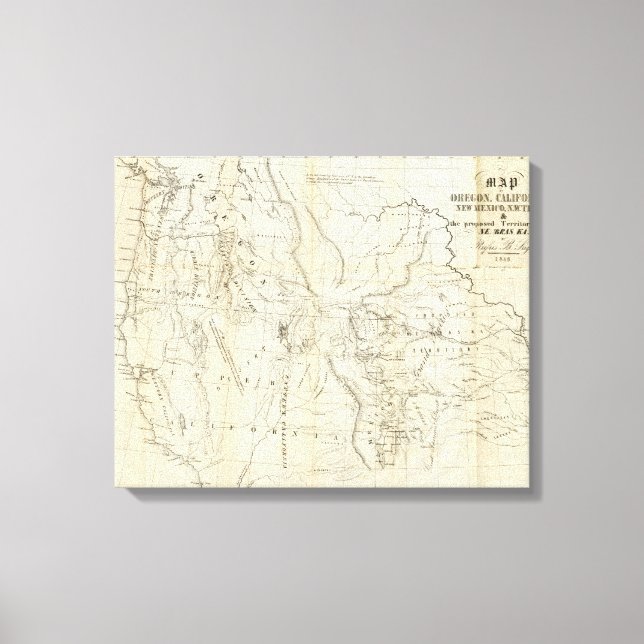Lienzo Mapa de Oregón, California, Nuevo México (Anverso)
