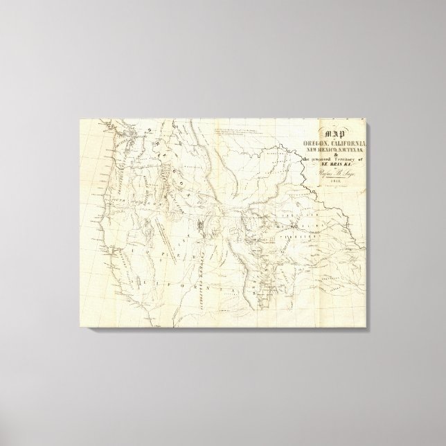 Lienzo Mapa de Oregón, California, Nuevo México (Anverso)