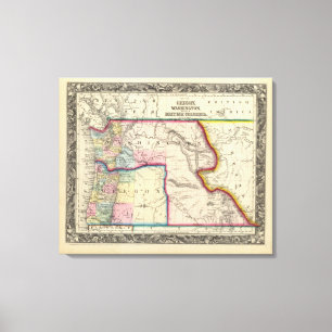 Lienzo Mapa de Oregon, Washington
