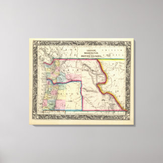 Lienzo Mapa De Oregón, Washington