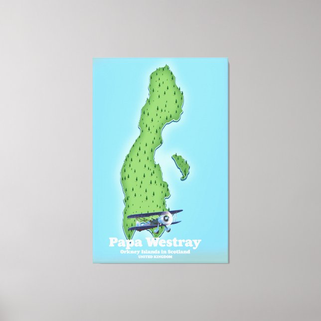 Lienzo Mapa de Papa Westray Escocia. (Anverso)