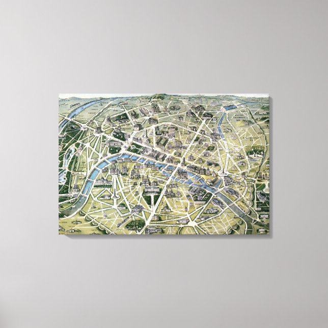 Lienzo Mapa de París durante los 'Grandes Viajes' (Anverso)