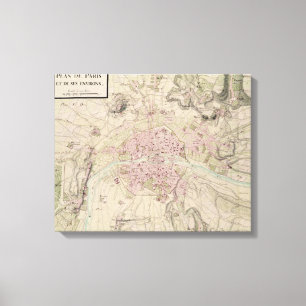 Lienzo Mapa de París y de su cerco