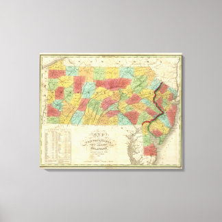 Lienzo Mapa De Pennsylvania New Jersey Y Delaware