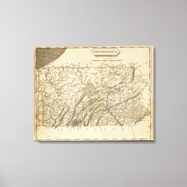 Lienzo Mapa de Pennsylvania por Arrowsmith (Anverso)