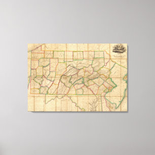 Lienzo Mapa de Pensilvania