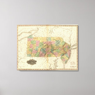 Lienzo Mapa de Pensilvania y Nueva Jersey