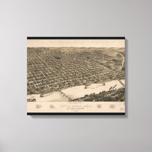 Lienzo Mapa de perspectiva de Little Rock, Arkansas (1887 (Anverso)