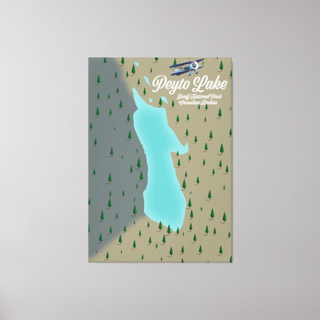 Lienzo Mapa de Peyto Lake Canadian Rockies (Anverso)
